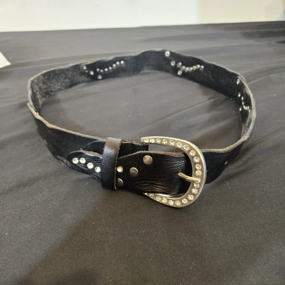 Unbranded Unique Serpentine Leather And Rhinestone Belt